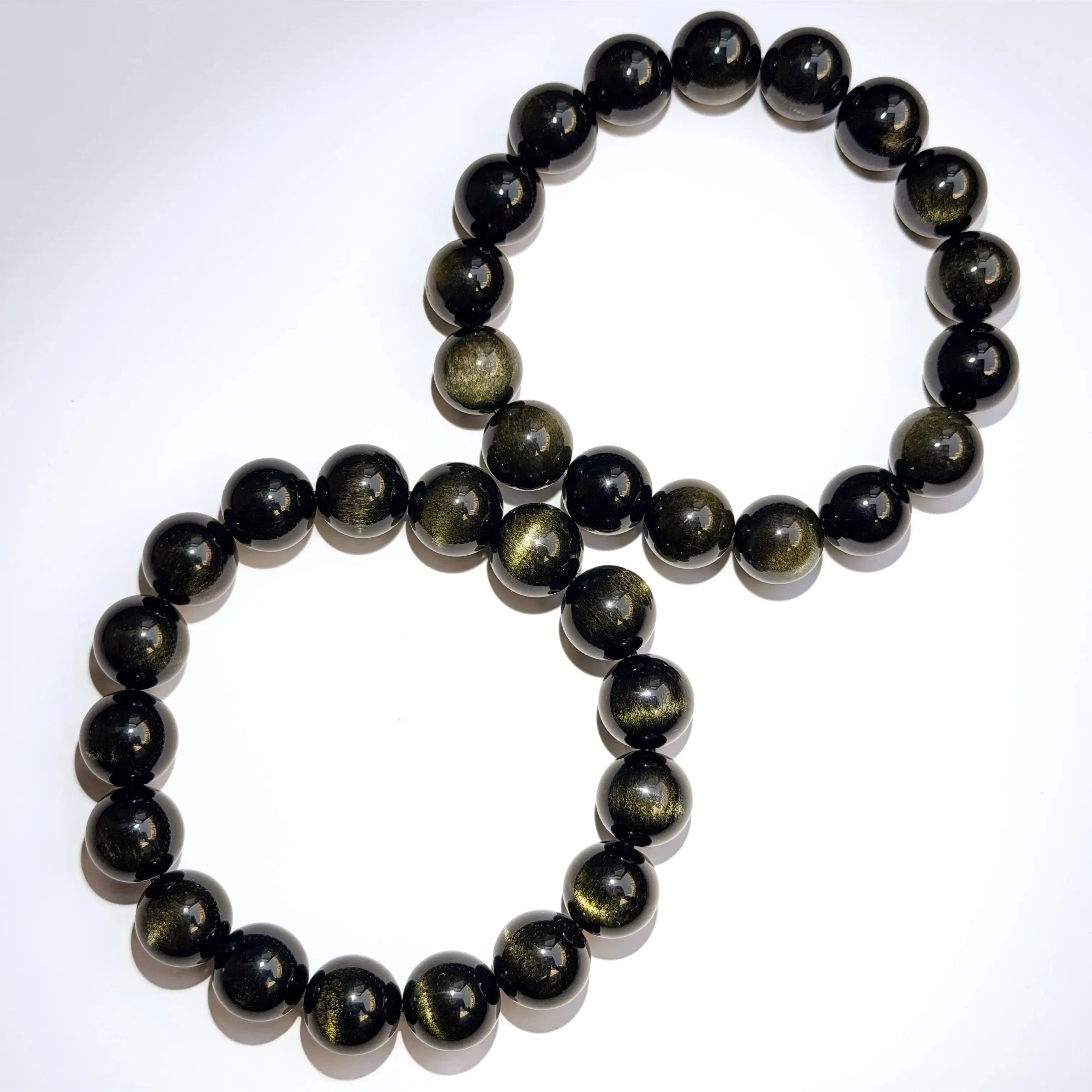 Gold and Silver Sheen Obsidian Bracelet for Protection view 8